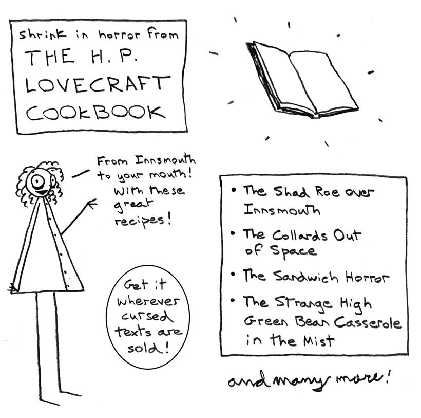 I tried to draw a tentacle holding a fork, but it looked terrible!